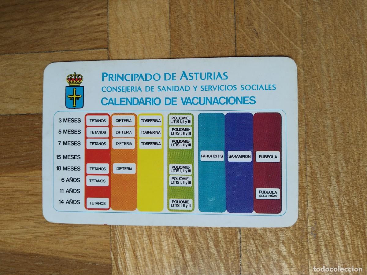 Collectables Calendars: CALENDARIO FOURNIER CALENDARIO DE VACUNACIONES. PRINCIPADO DE ASTURIAS A&Ntilde;O 1988. VER FOTOS