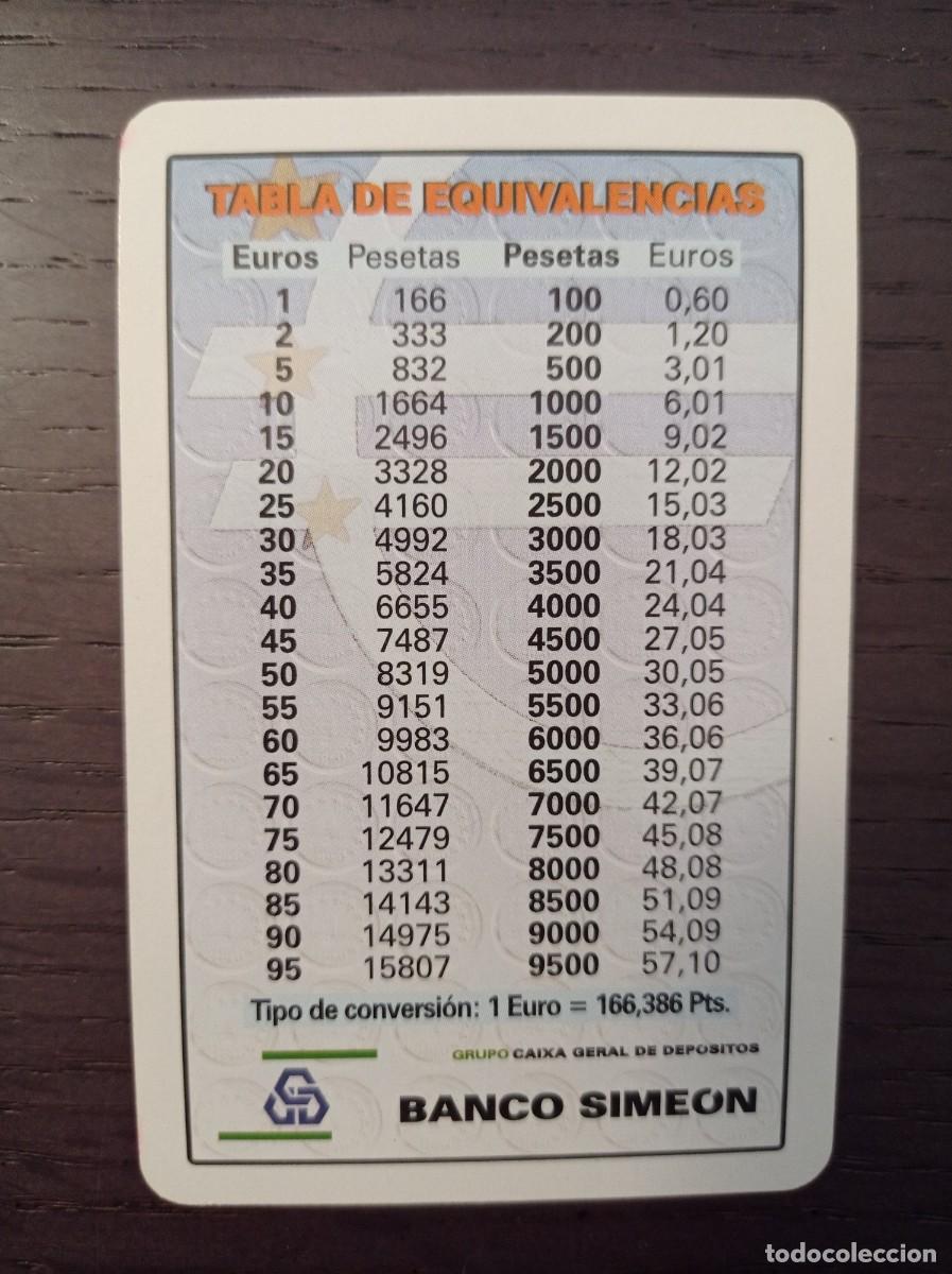 Coleccionismo Calendarios: CALENDARIO FOURNIER. BANCO SIME&Oacute;N. TABLA DE EQUIVALENCIAS. A&Ntilde;O 2000