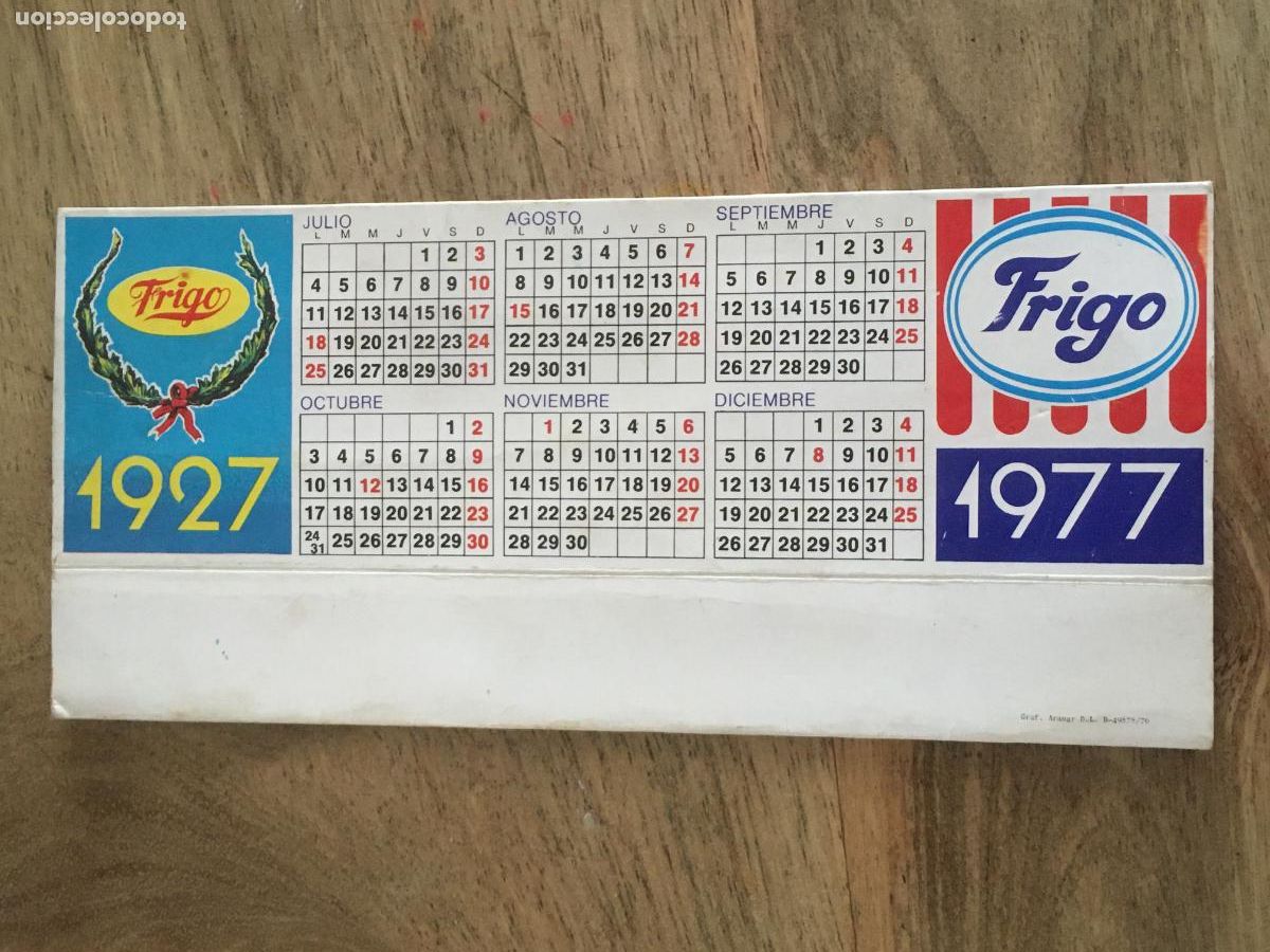 Coleccionismo Calendarios: helados frigo calendario de mesa 1977