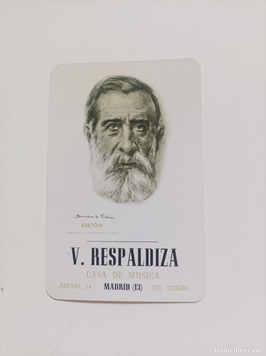 Coleccionismo Calendarios: Calendario de bolsillo Fournier. Tom&aacute;s Bret&oacute;n. Casa de M&uacute;sica V. Respaldiza. A&ntilde;o 1972.