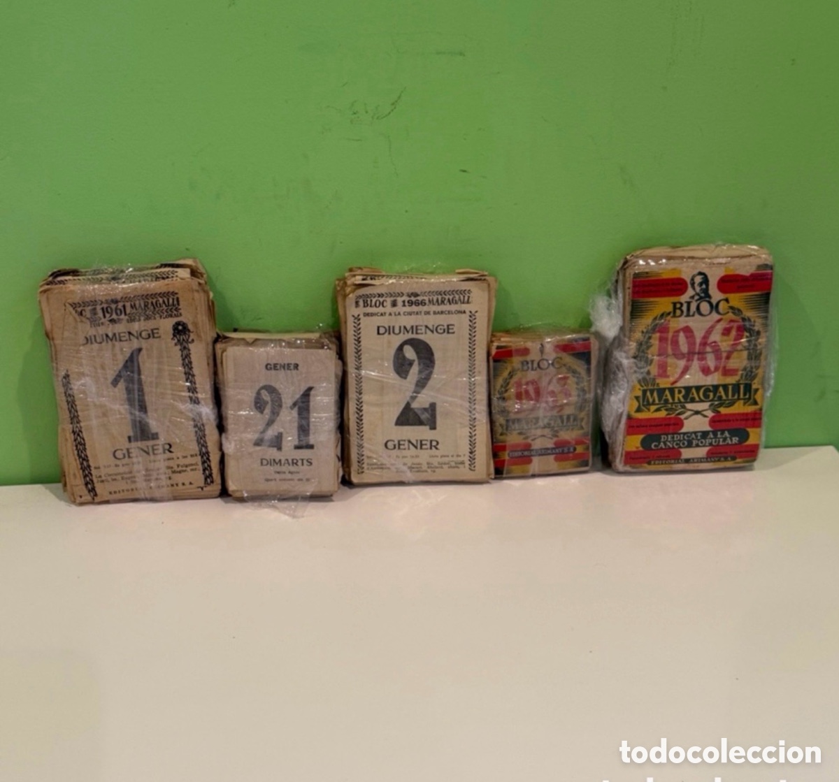 Sammeln von Kalendern: Lote 5 calendarios de pared Bloc Maragall originales a&ntilde;os 60 colecci&oacute;n catalana vintage