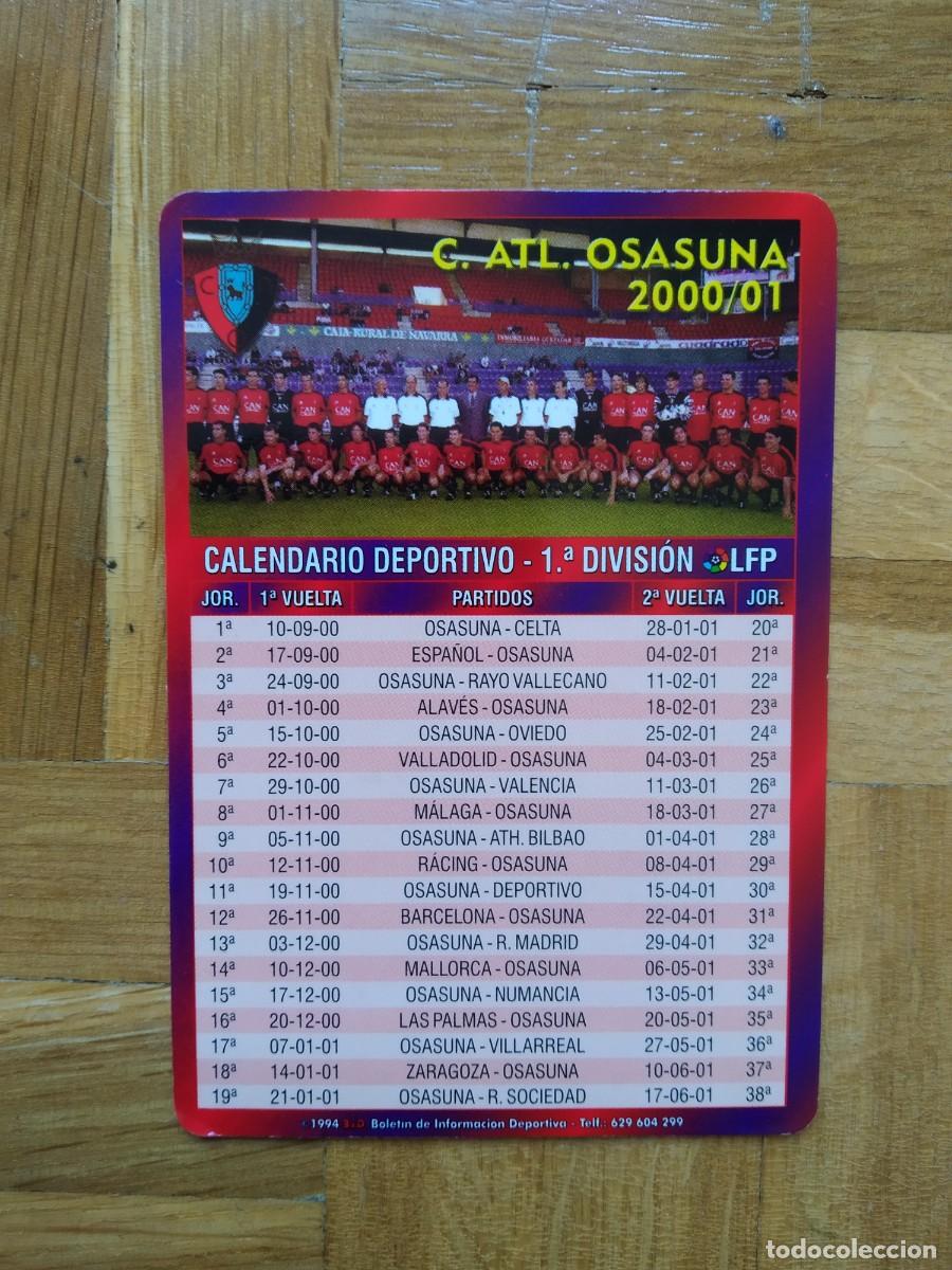 Coleccionismo Calendarios: CALENDARIO PUBLICITARIO DE FUTBOL PLANTILLA DEL CLUB ATLETICO OSASUNA A&Ntilde;O 2000 2001 NAVARRA
