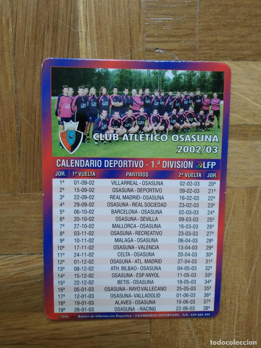Collectables Calendars: CALENDARIO PUBLICITARIO DE FUTBOL PLANTILLA DEL CLUB ATLETICO OSASUNA A&Ntilde;O 2002 2003 NAVARRA