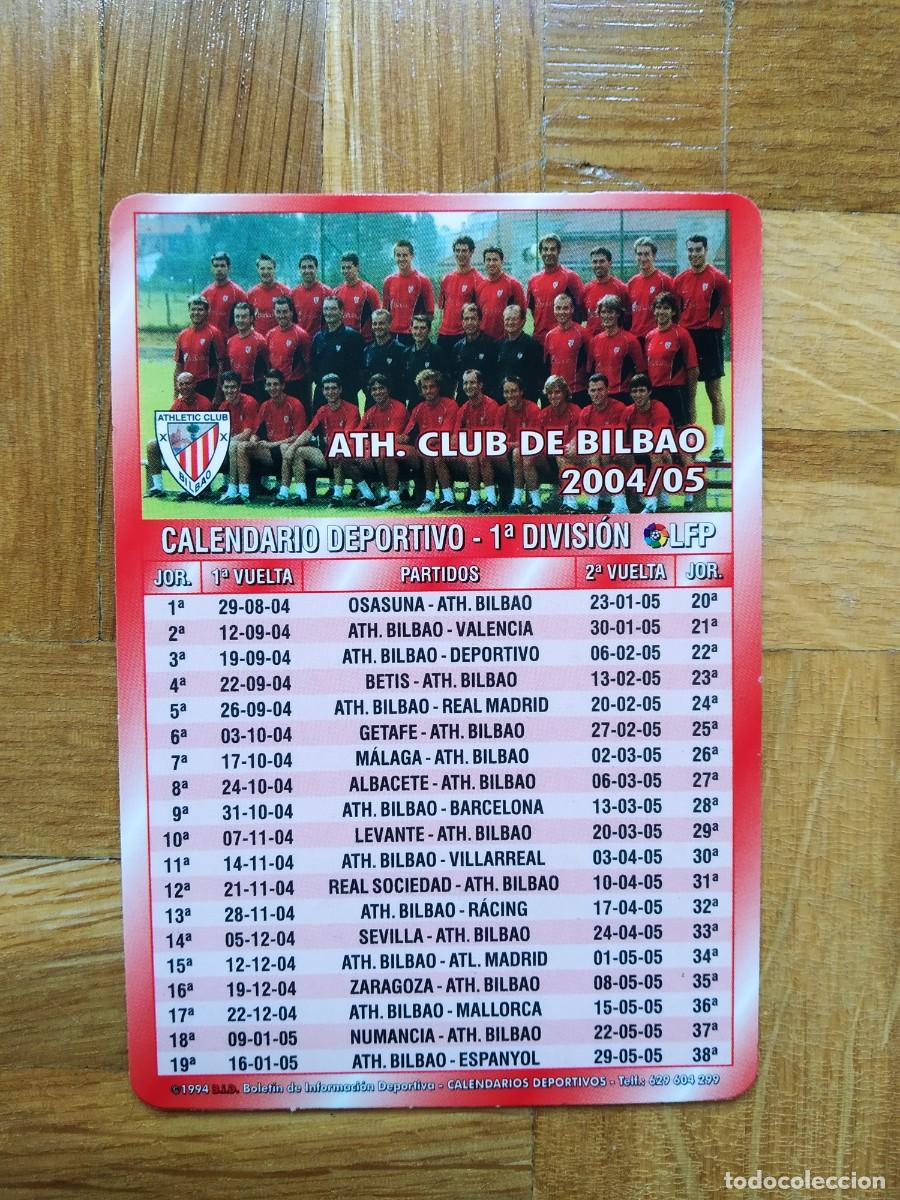 Collectables Calendars: CALENDARIO PUBLICITARIO DE FUTBOL PLANTILLA DEL ATHLETIC CLUB BILBAO A&Ntilde;O 2004 2005 VER FOTOS