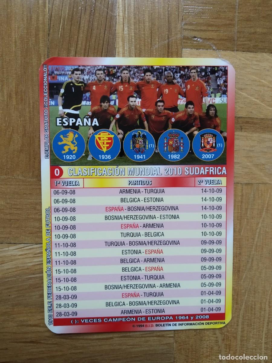 Collectables Calendars: CALENDARIO PUBLICITARIO DE FUTBOL PLANTILLA DE ESPA&Ntilde;A CLASIFICACION MUNDIAL SUDAFRICA 2010 A&Ntilde;O 2008