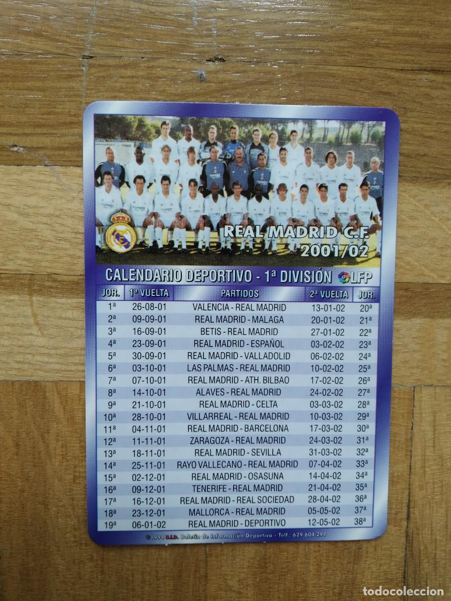 Colecionismo Calend&aacute;rios: CALENDARIO DE FUTBOL DE LA PLANTILLA DEL REAL MADRID TEMPORADA 2001 2002 VER FOTOS