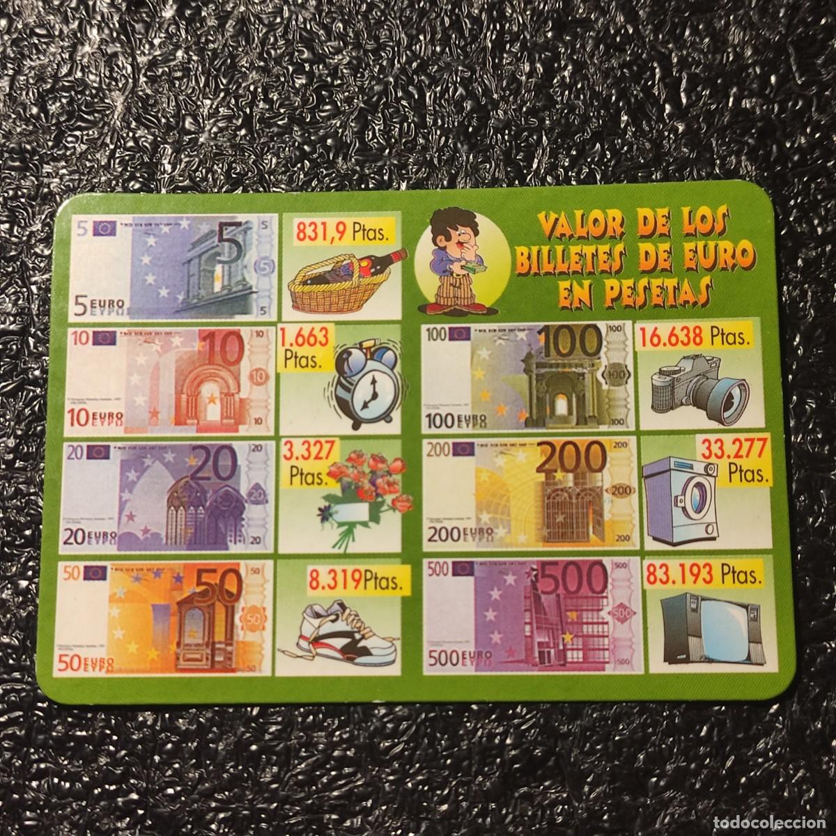 Coleccionismo Calendarios: CALENDARIO EUROS . VALOR DE LOS BILLETES DE EURO A PESETAS 2002 ** T2