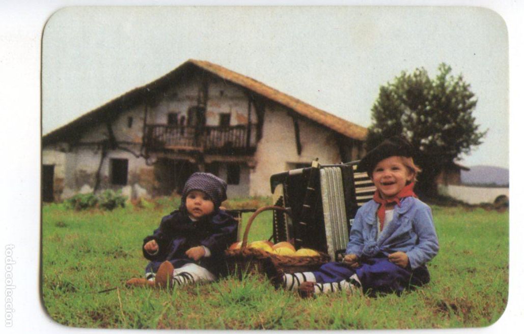 Collezionismo Calendari: Calendario 1985 ni&ntilde;os vestidos con traje vasco con acorde&oacute;n, Bar Loreak, Baracaldo