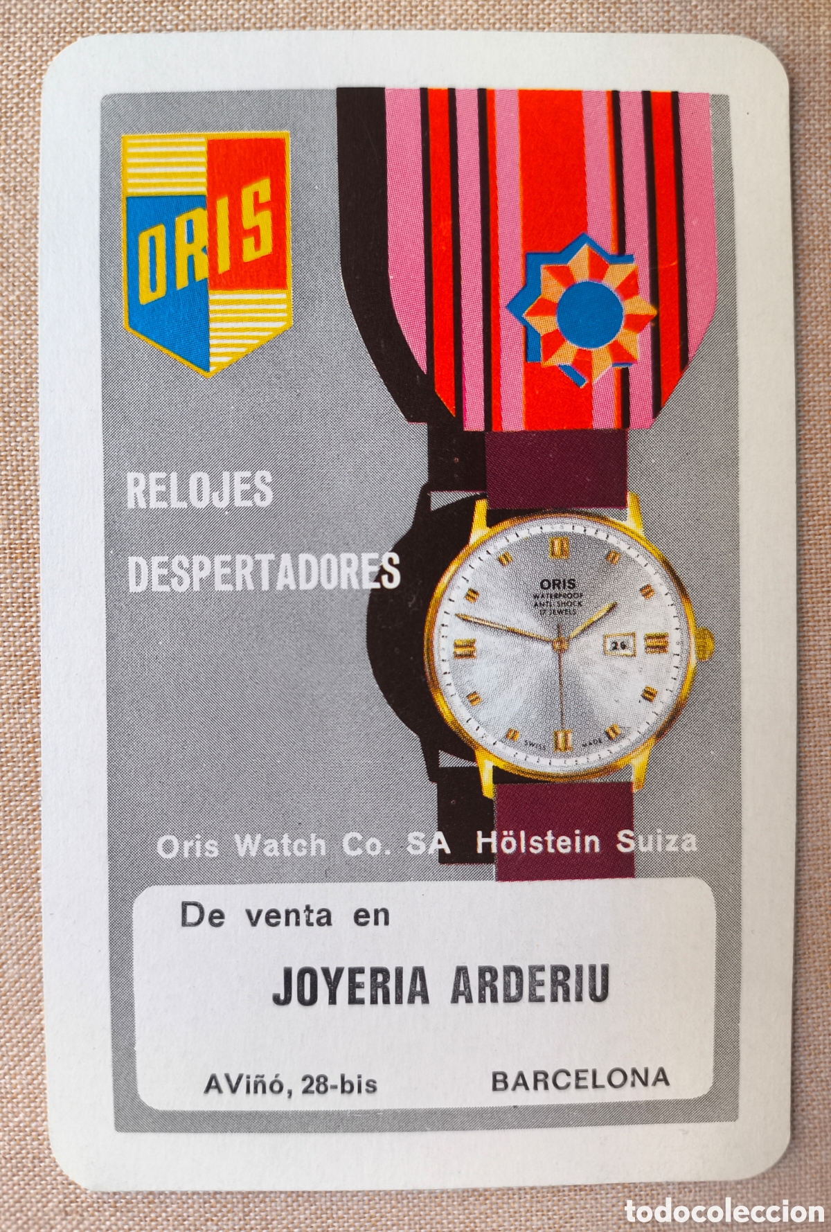 Coleccionismo Calendarios: FOURNIER CALENDARIO PUBLICIDAD RELOJ ORIS JOYER&Iacute;A ARDERIU BARCELONA 1969