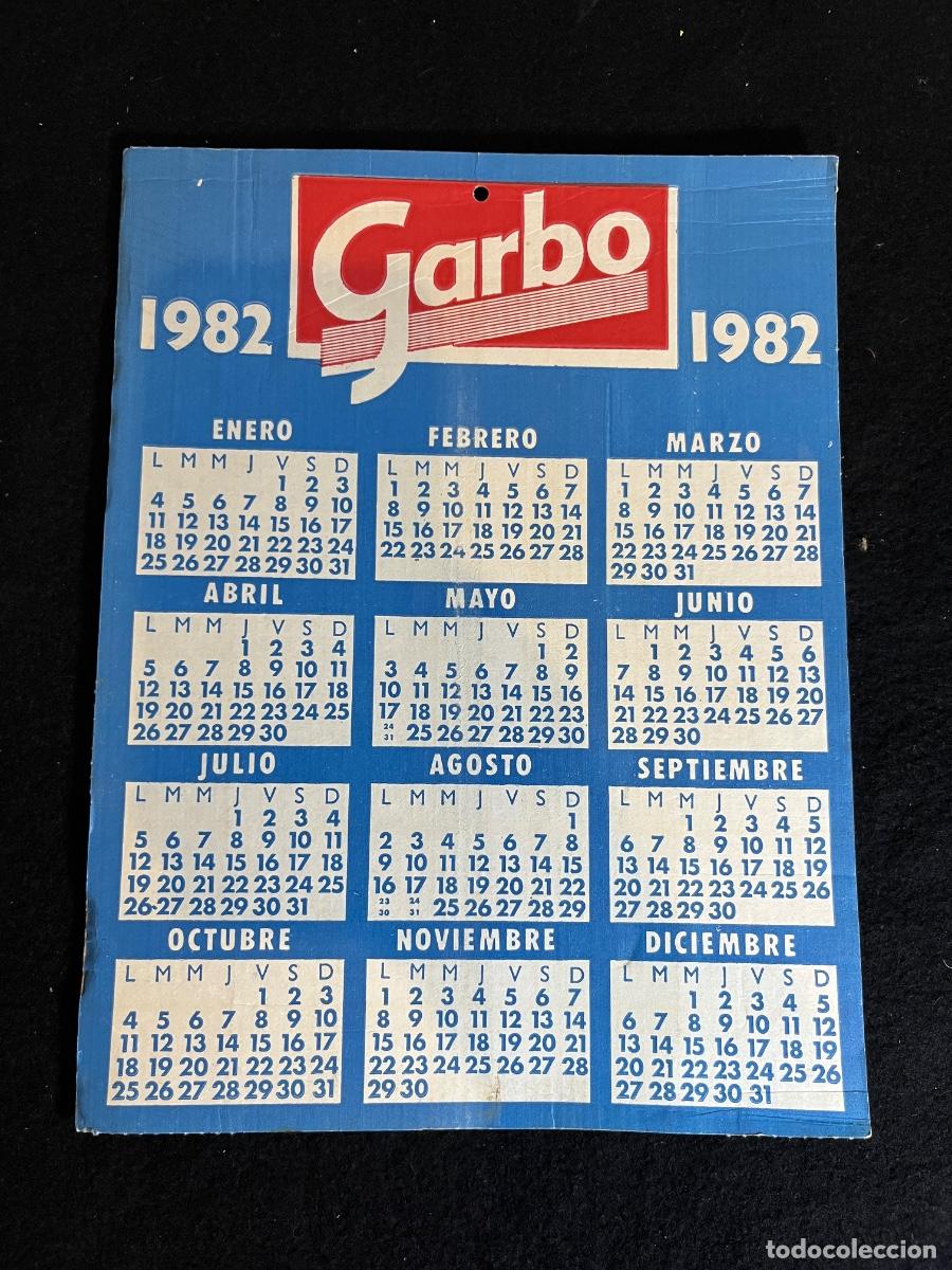 Coleccionismo calendarios: Calendario publicitario revista Garbo 1982 cart&oacute;n vintage quiosco publicidad antigua a&ntilde;os 80
