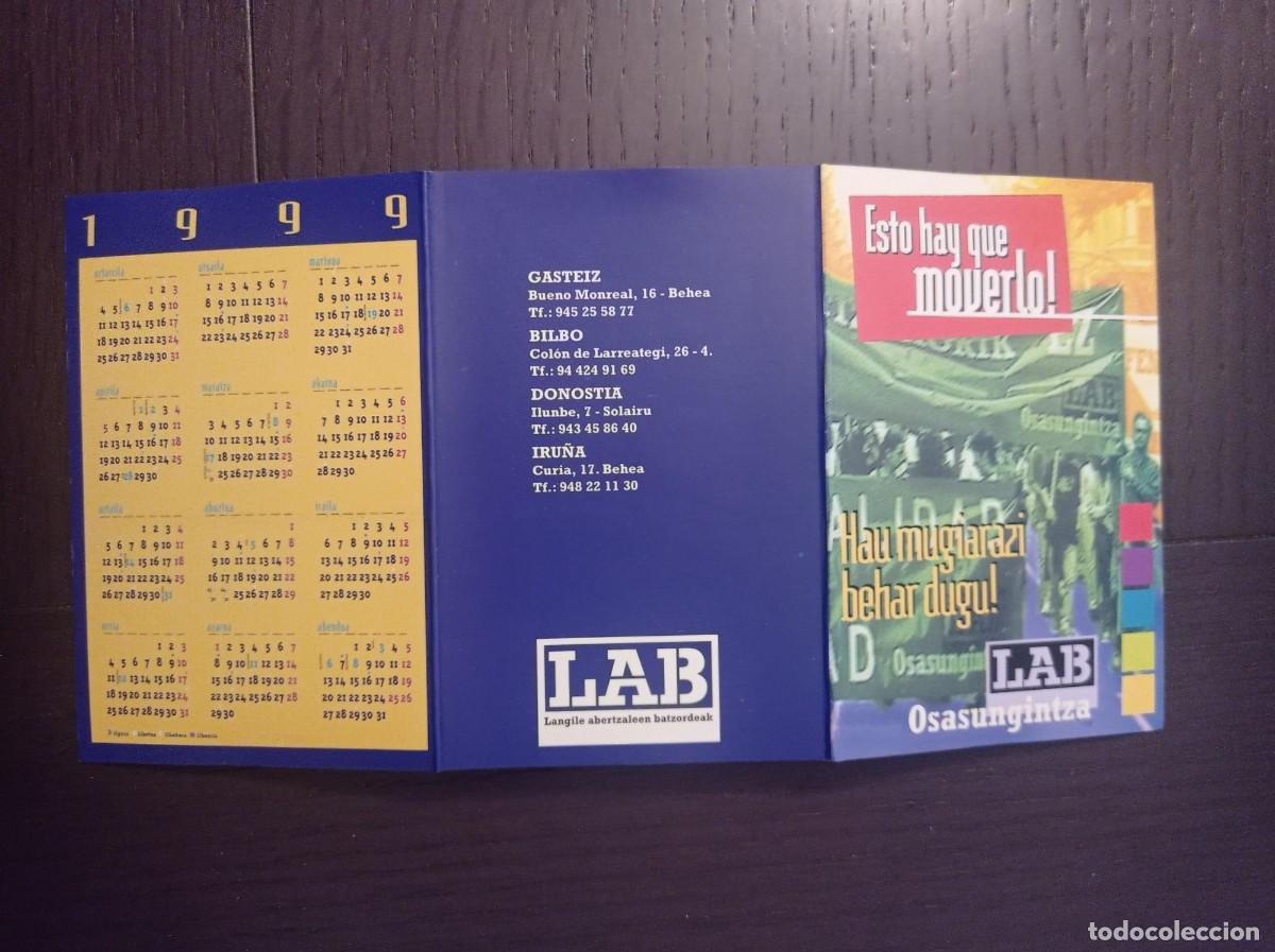 Colecionismo Calend&aacute;rios: CALENDARIO POL&Iacute;TICO VASCO. SINDICATO LAB. LANGILE ABERTZALEEN BATZORDEAK. A&Ntilde;O 1999