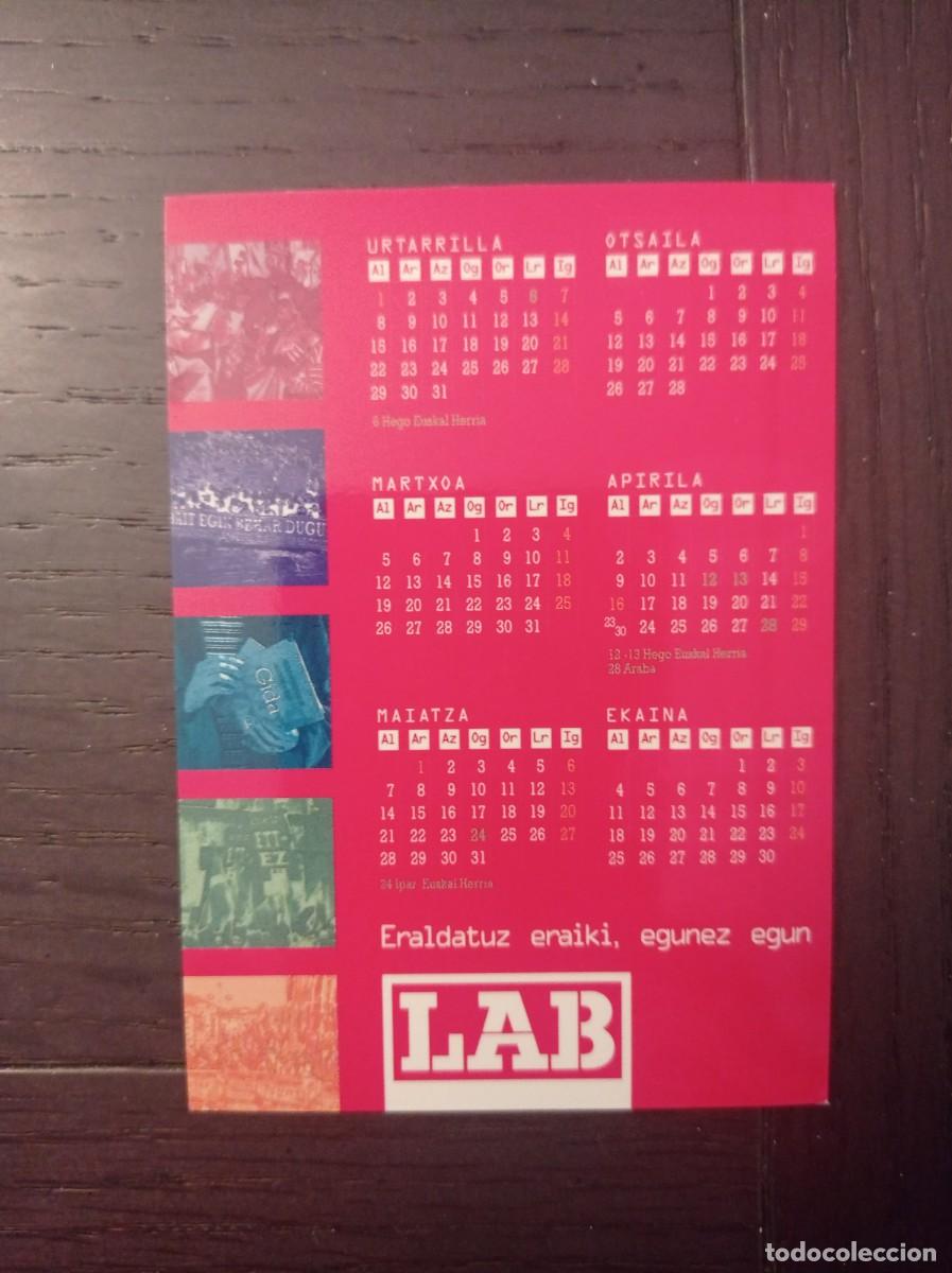 Colecionismo Calend&aacute;rios: CALENDARIO POL&Iacute;TICO VASCO. SINDICATO LAB. LANGILE ABERTZALEEN BATZORDEAK. A&Ntilde;O 2001