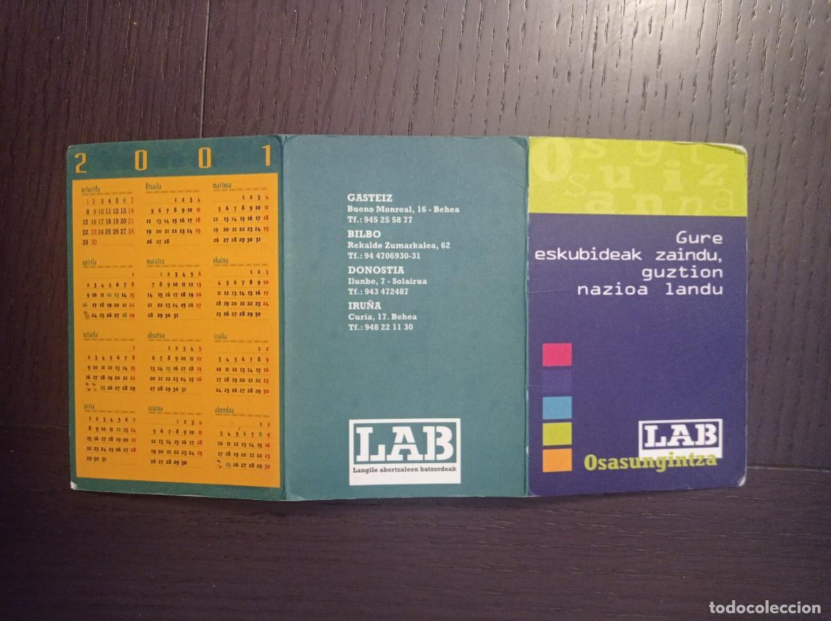 Colecionismo Calend&aacute;rios: CALENDARIO POL&Iacute;TICO VASCO. SINDICATO LAB. LANGILE ABERTZALEEN BATZORDEAK. A&Ntilde;O 2001