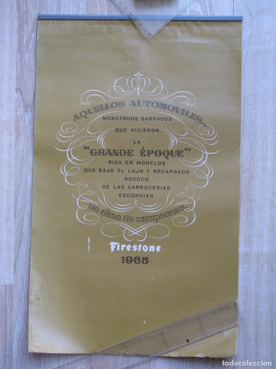 Coleccionismo Calendarios: CALENDARIO DE PARED. AQUELLOS AUTOMOVILES. FIRESTONE 1965. PUBL. COMERCIAL ANONIMA BLANCH.