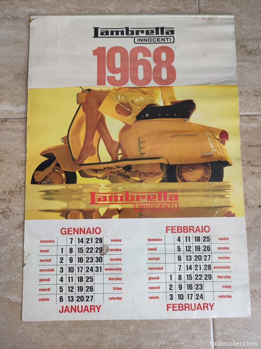 Collectables Calendars: Antiguo calendario de pared moto lambretta innocenti a&ntilde;o 1968