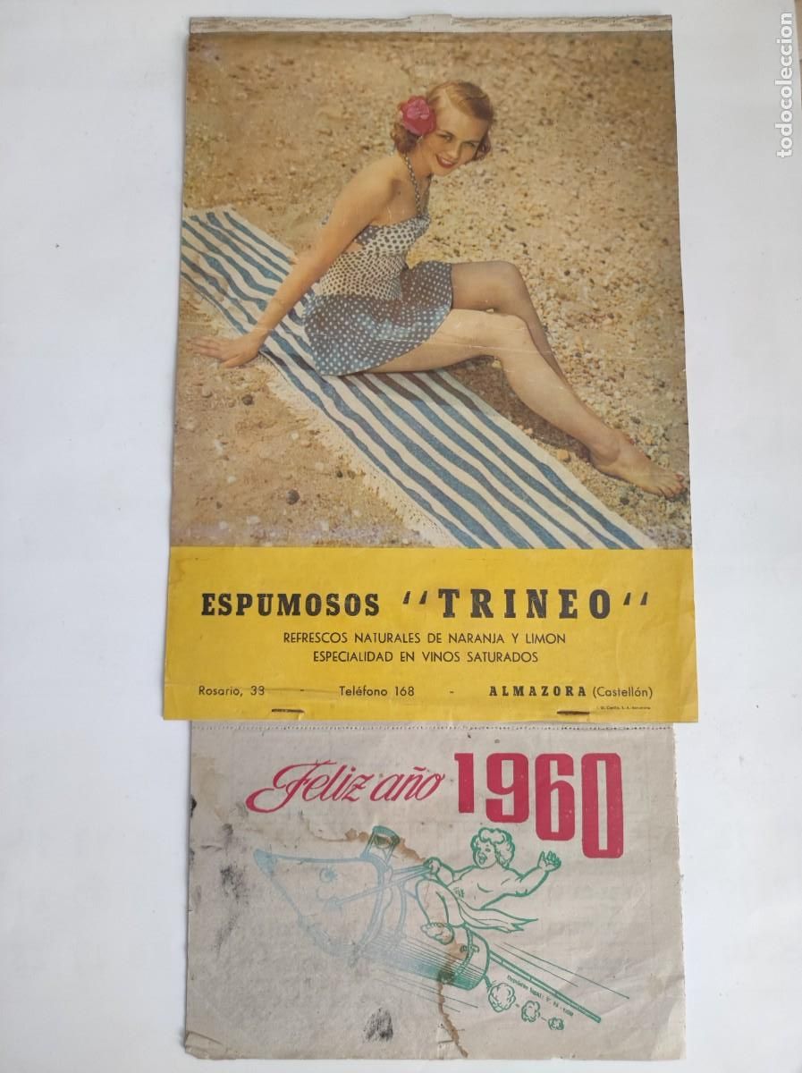 Collectables Calendars: Antiguo calendario de pared Espumosos Trineo Almazora a&ntilde;o 1960 Almassora