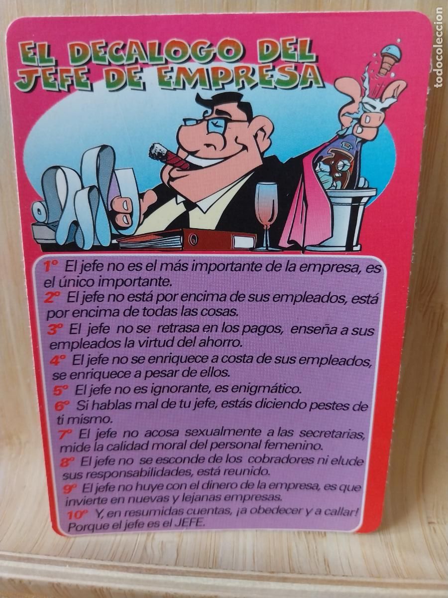 Coleccionismo Calendarios: DECALOGO JEFE CALENDARIO A&Ntilde;O 2000 ************ PUBLICIDAD CAFETERIA ALFREDOS REF WCB 247
