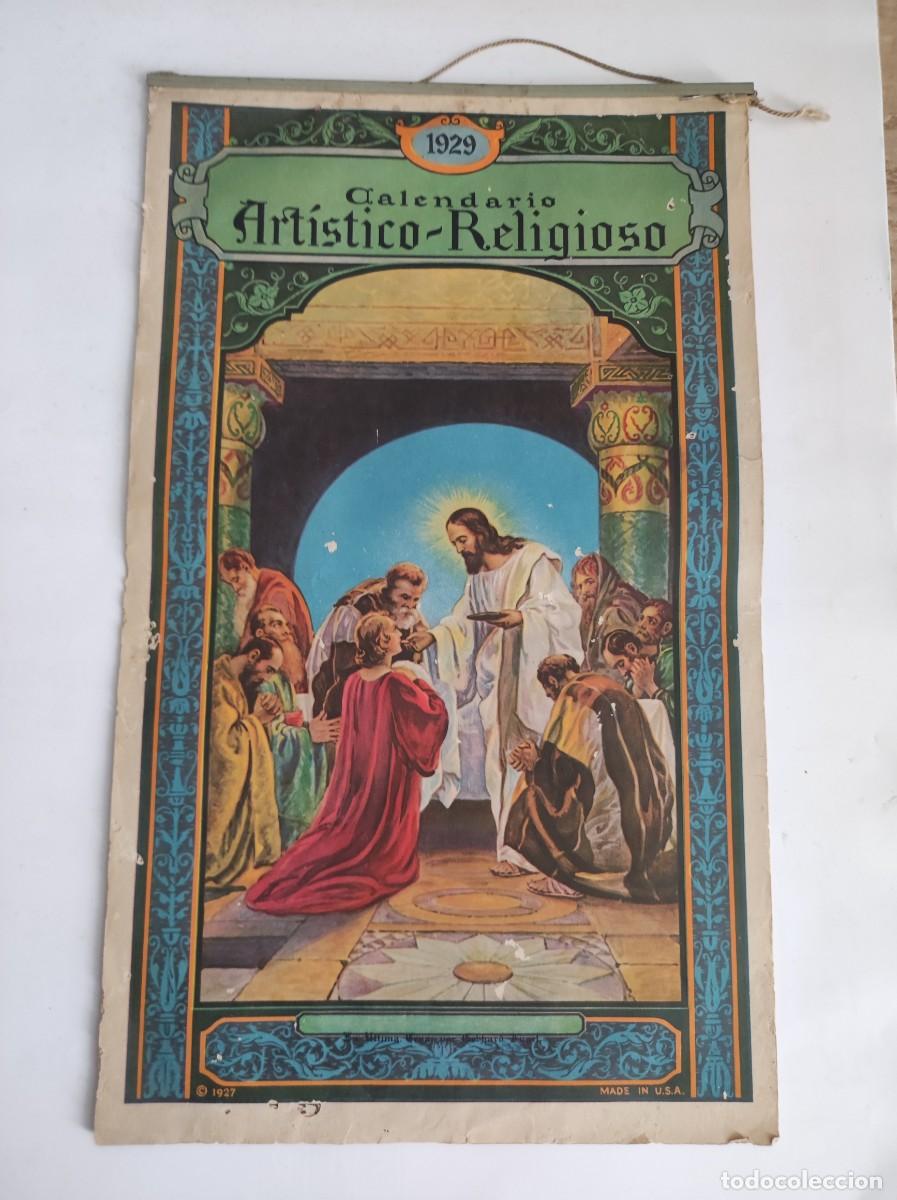 Collectables Calendars: Antiguo calendario Artistico Religioso a&ntilde;o 1929 - Original - Made in Usa