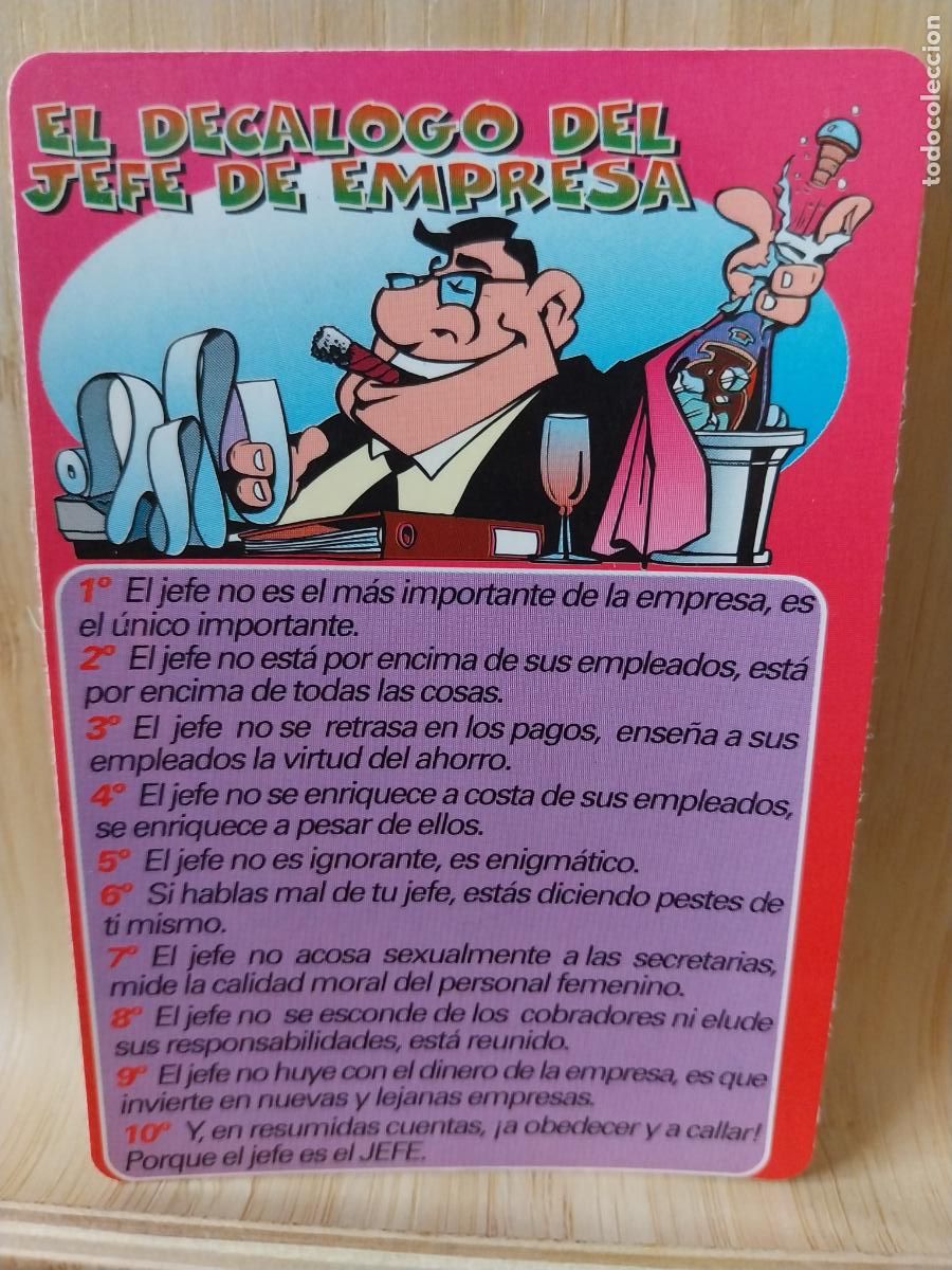 Coleccionismo Calendarios: DECALOGO JEFE CALENDARIO A&Ntilde;O 2000 ****** PUBLICIDAD CAFETERIA ALFREDOS REF WCB 247