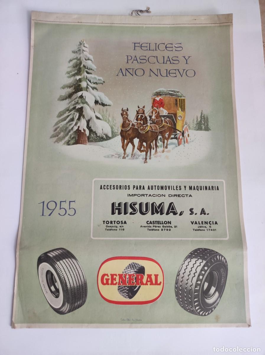 Collectables Calendars: Antiguo calendario pared a&ntilde;o 1955 Accesorios para automoviles hisuma castellon