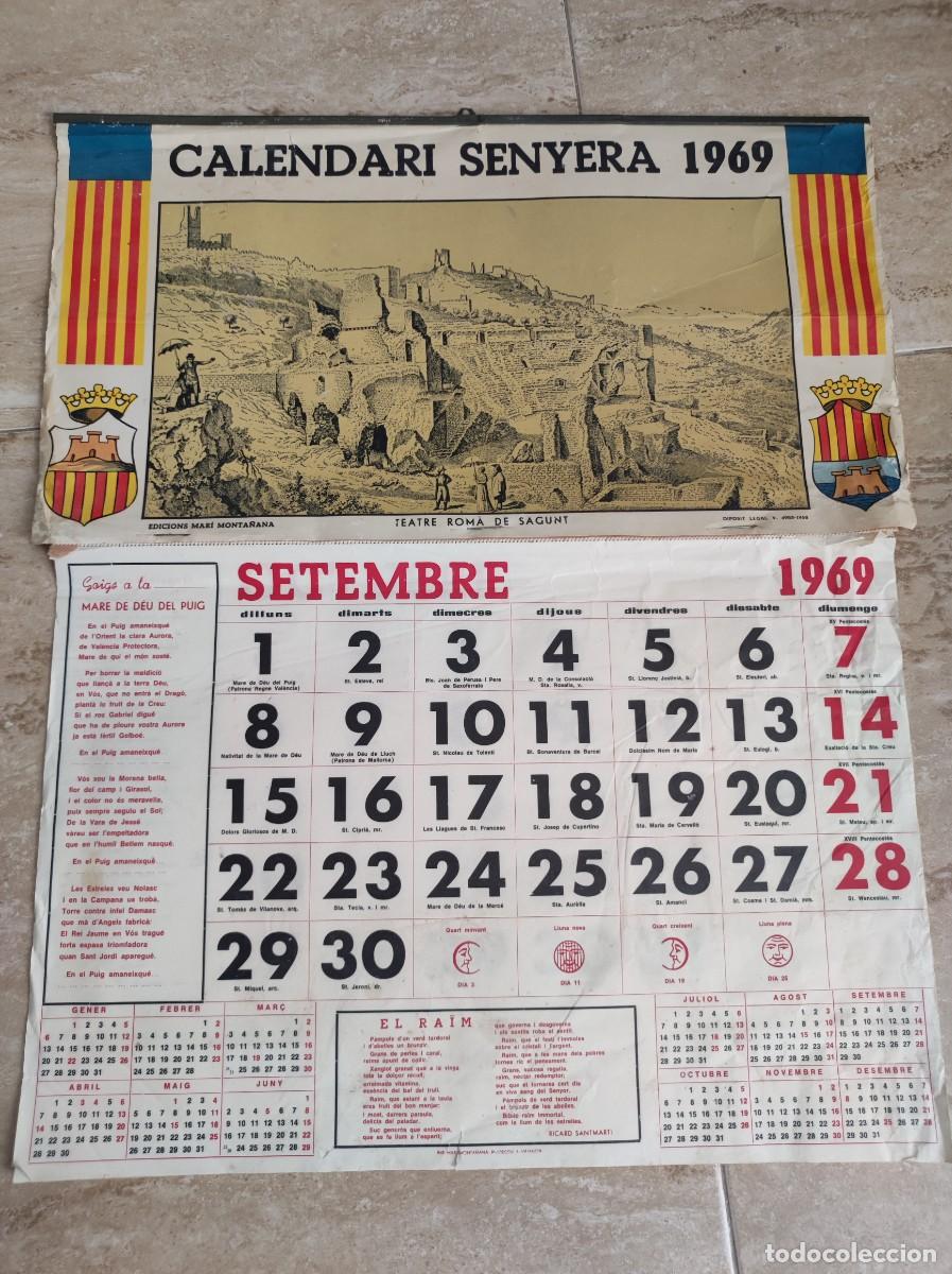 Collectables Calendars: Antiguo calendario pared - Calendari Senyera 1969 - Teatro Romano de Sagunto - Mari Monta&ntilde;ana