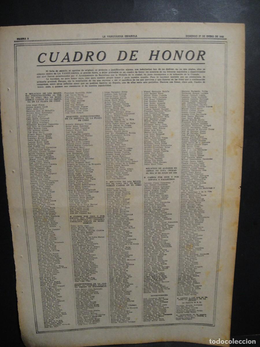 Coleccionismo Calendarios: relacion de requetes del tercio de montserrat - hoja la vanguardia