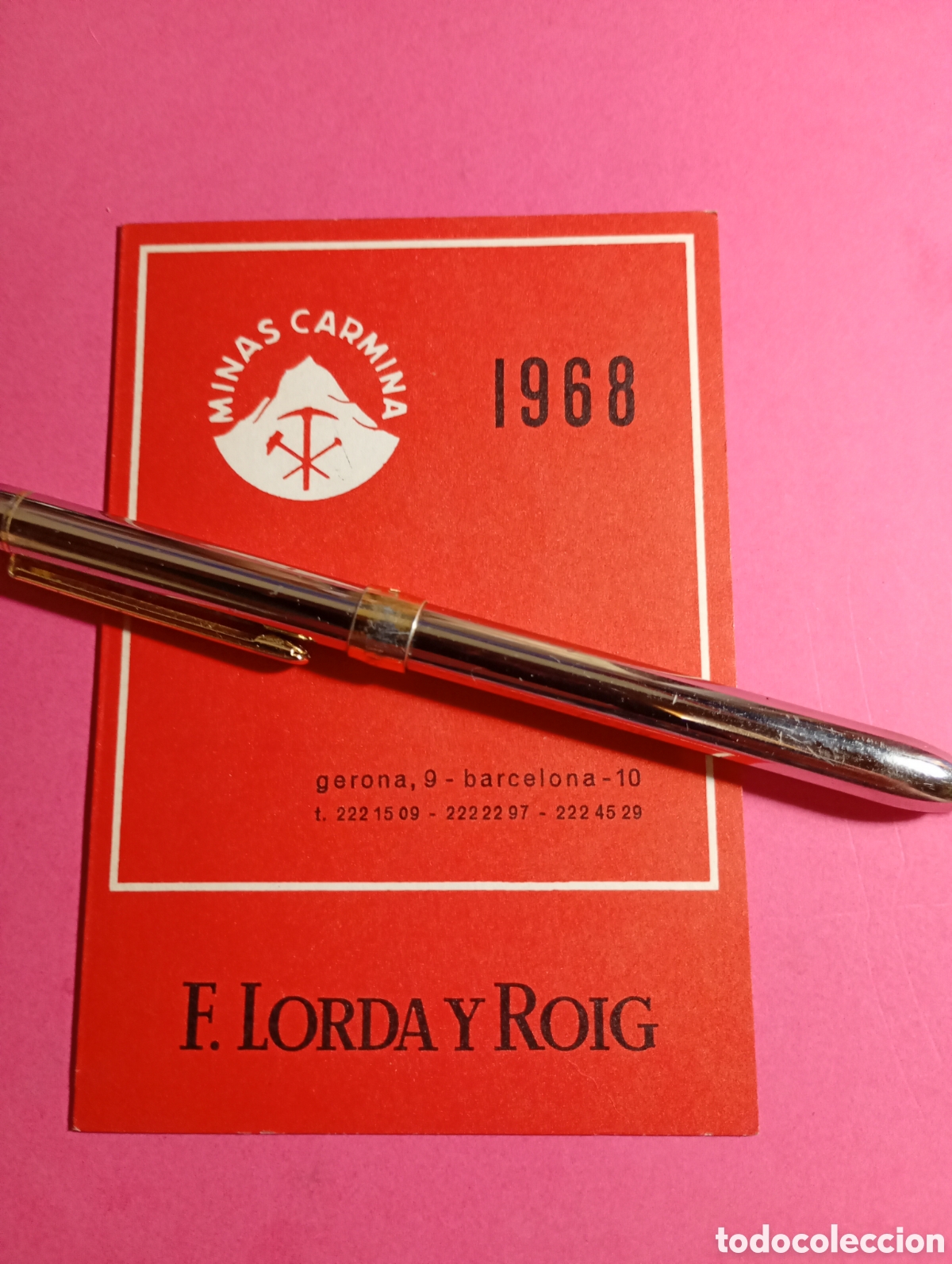 Coleccionismo Calendarios: MINAS CARMINA 1968 F. LORDA Y ROIG TIERRAS Y MINERALES PARA LA INDUSTRIA GENERAL YACIMIENTOS PROPIOS