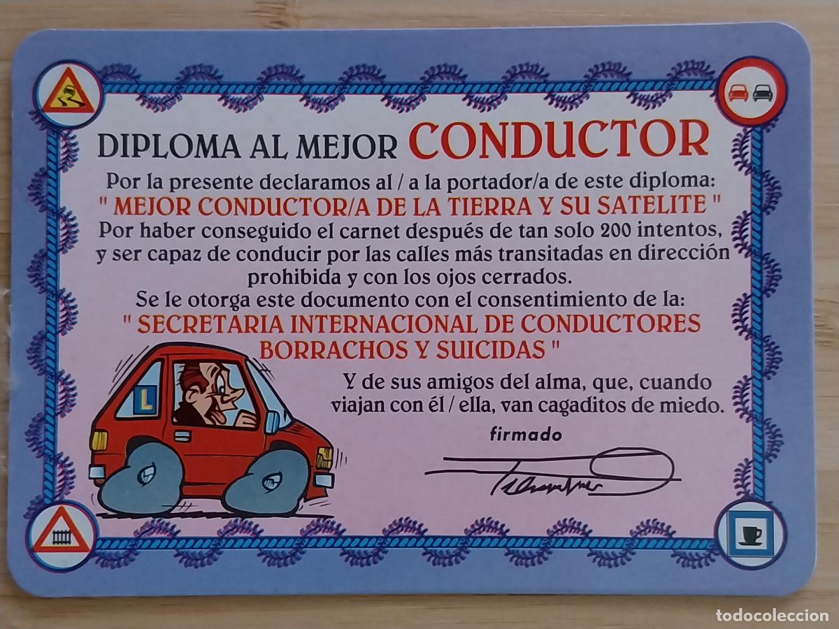 Coleccionismo Calendarios: DIPLOMA CONDUCTOR ILUSTRACION CALENDARIO 1999 PUBLICIDAD TALLERES MORATALAZ REF BO 622