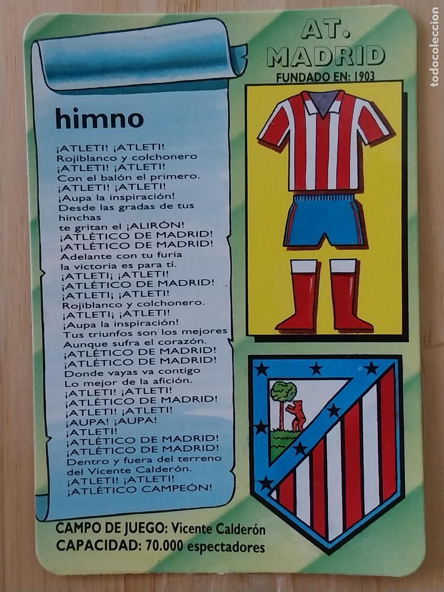 Coleccionismo Calendarios: ATLETICO AT MADRID ILUSTRACION HIMNO CALENDARIO 1994 PUBLI PACHANGA BAR REF MC 185