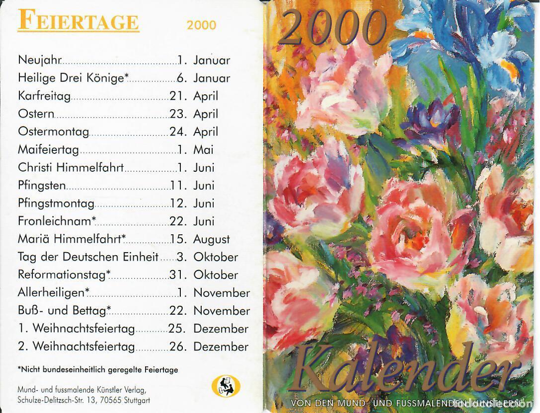 Coleccionismo Calendarios: CALENDARIO DE BOLSILLO DE ALEMANIA - A&Ntilde;O 2000 - PINTORES CON LA BOCA Y CON EL PIE