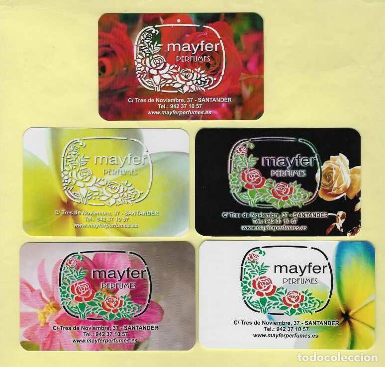Coleccionismo Calendarios: 5 CALENDARIOS BOLSILLO A&Ntilde;OS 2010 - 2013 FLORES - PERFUMES MAYFER - SANTANDER - VER FOTO REVERSOS