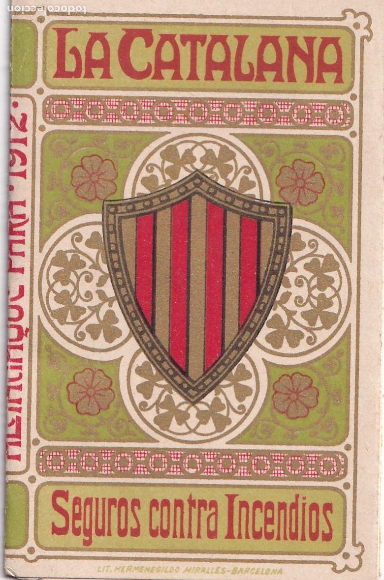 Colecionismo Calend&aacute;rios: La Catalana seguros contra incendios. Almanaque calendario 1912