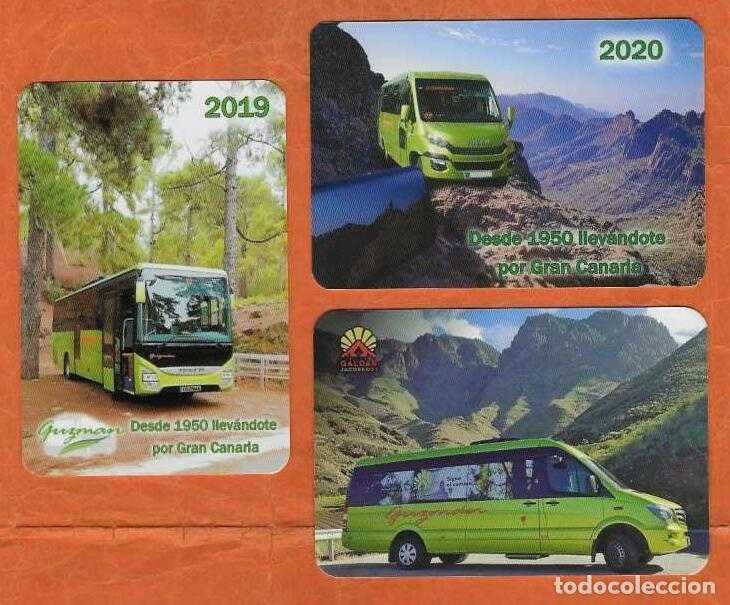 Coleccionismo Calendarios: 3 CALENDARIOS DE BOLSILLO A&Ntilde;OS 2019 - 2021 AUTOBUSES - GUZMAN - GRAN CANARIA - VER FOTO REVERSOS