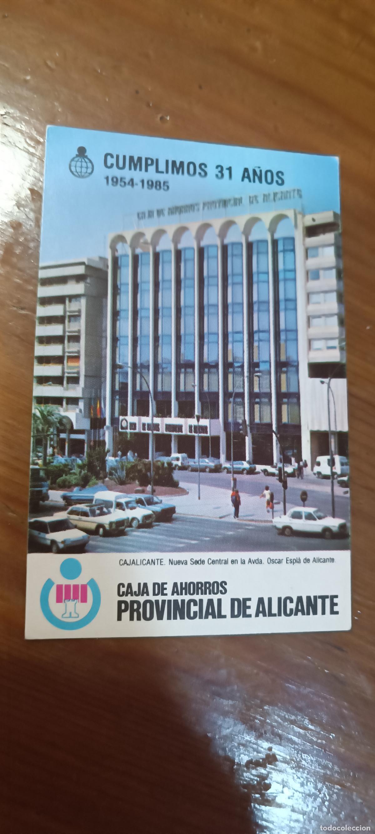 Coleccionismo Calendarios: Calendario caja de ahorros provincial de Alicante 1985