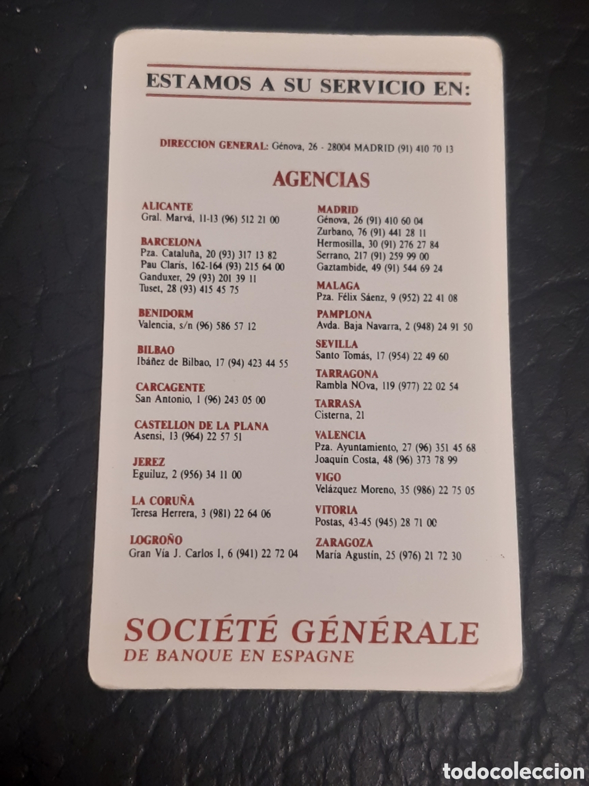 Coleccionismo Calendarios: Calendario Banco Soci&eacute;t&eacute; G&eacute;n&eacute;rale 1990