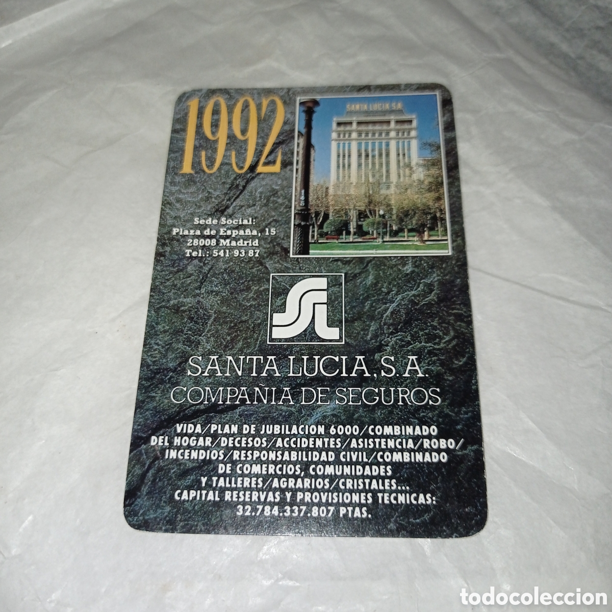 Coleccionismo Calendarios: CALENDARIO fournier, Santa Luc&iacute;a S.A. de 1992