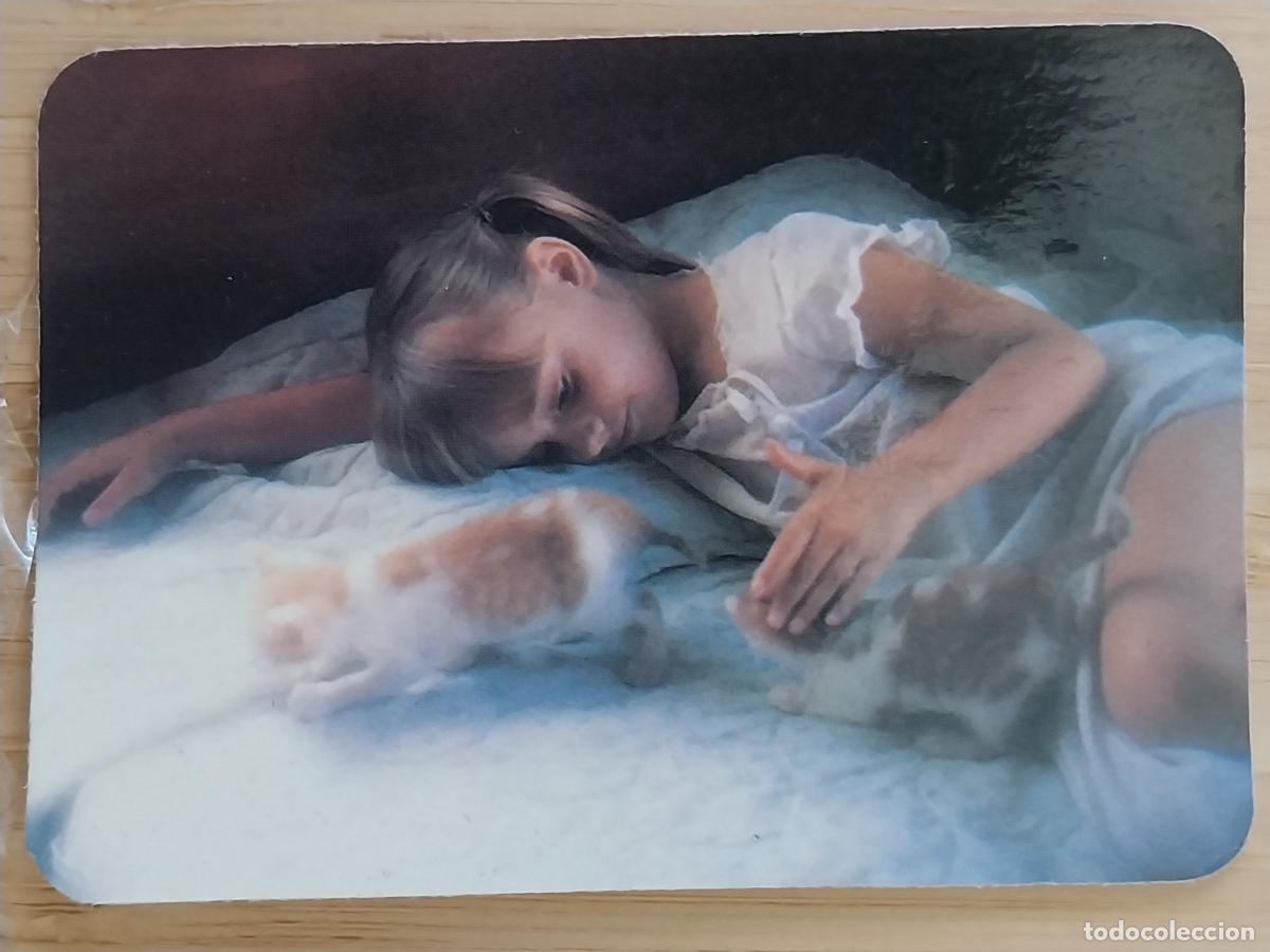 Coleccionismo Calendarios: NI&Ntilde;A GATO CAMA CALENDARIO 1990 PUBLI CHINO EXQUISITO REF CB 409