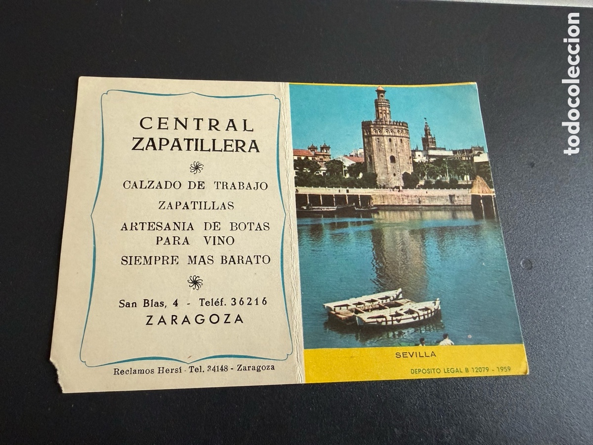 Coleccionismo Calendarios: Calendario 1961. Publicidad Central Zapatillera ( Zaragoza). Foto Sevilla