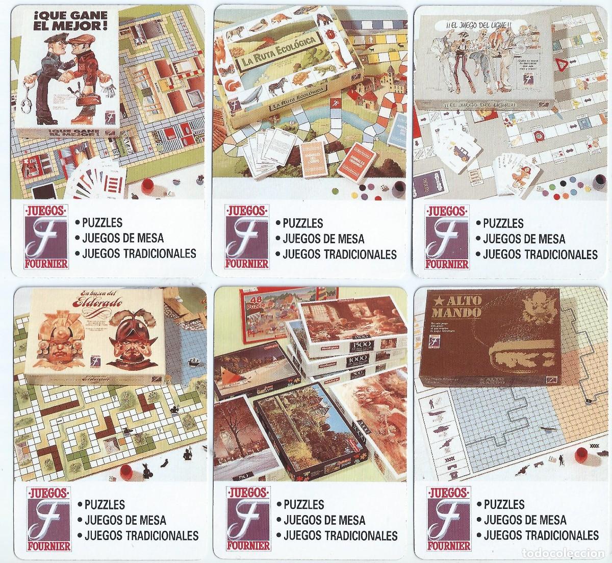 Coleccionismo Calendarios: Lote de 6 tarjetas publicitarias de juegos Fournier &iexcl;Impecables!