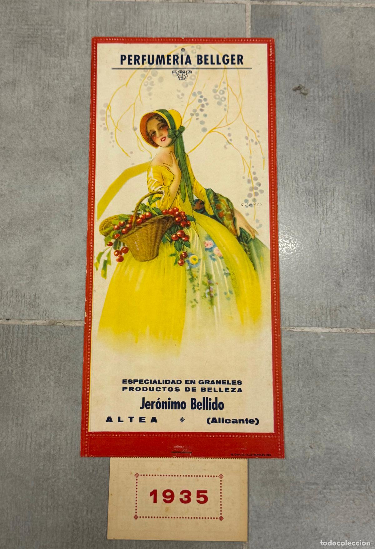 Coleccionismo Calendarios: PERFUMERIA BELLGER - JERONIMO BELLIDO - ALTEA - CARTEL - CALENDARIO DE PARED A&Ntilde;O 1935 -VER FOTOS