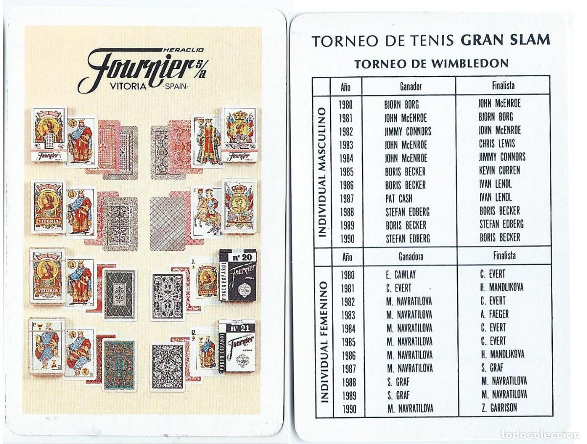 Coleccionismo Calendarios: Tarjeta publicitaria de Naipes Fournier - Reverso Campeones de Wimbledon &iexcl;Impecable!