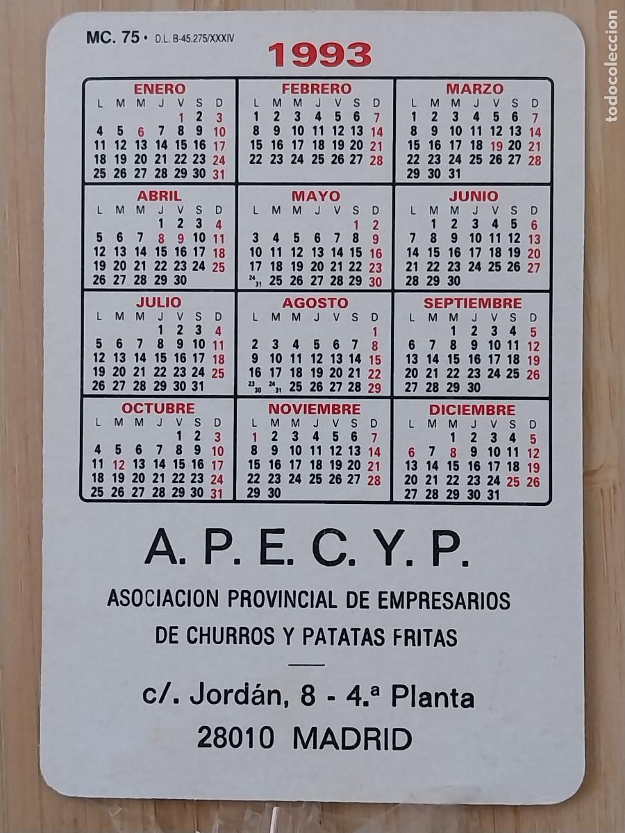 Coleccionismo Calendarios: ASOC PROVINCIAL EMPRESARIOS CHURROS CALENDARIO A&Ntilde;O 1993 PUBLI ++ A.P.E.C.Y.P. ++ REF MC 75 ***