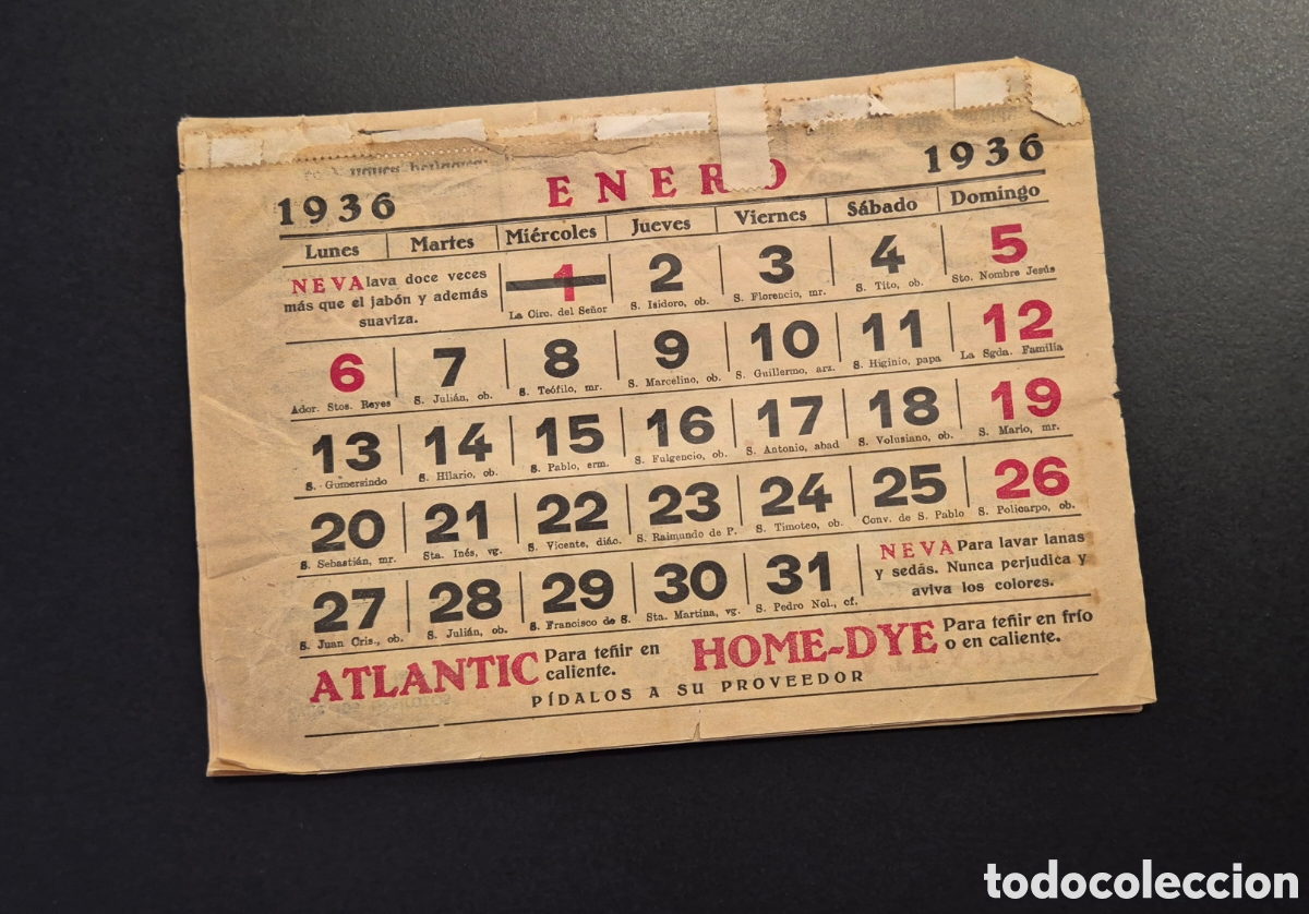 Coleccionismo Calendarios: Almanaque calendario publicitario 1936 Atlantic Home-Dye NEVA