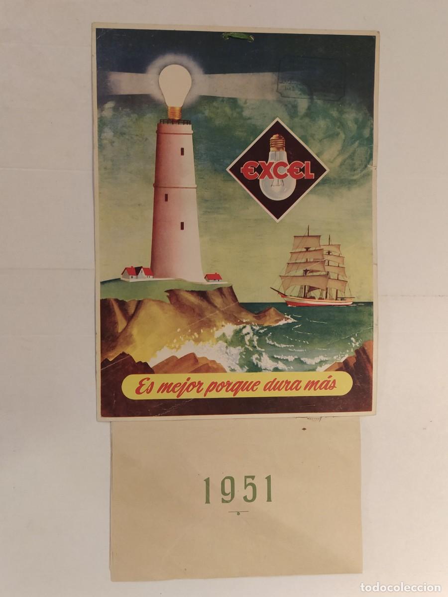 Coleccionismo Calendarios: BOMBILAS EXCEL - CALENDARIO DE PARED PARA EL A&Ntilde;O 1951 - ORIGINAL ANTIGUO -VER FOTOS