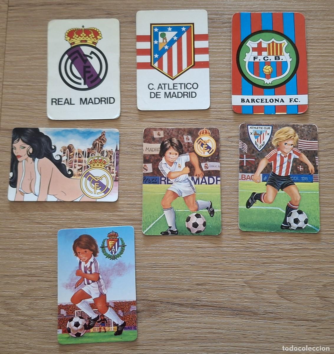 Coleccionismo Calendarios: Lote 7 Calendarios de Bolsillo F&uacute;tbol (1985-1989). Real Madrid, Barcelona, Atl&eacute;tico.