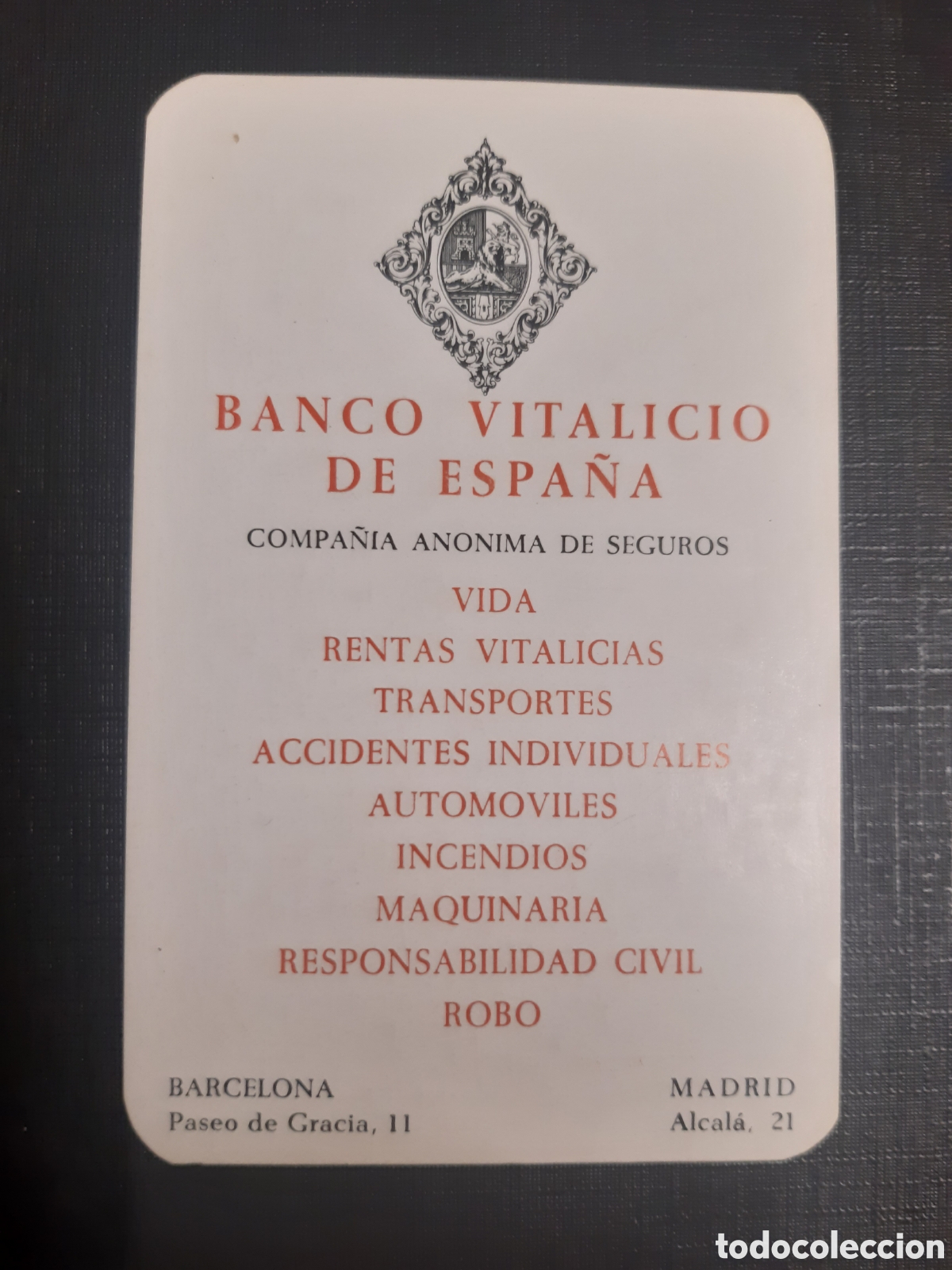 Collectionnisme Calendriers: Calendario seguros Banco Vitalicio 1967