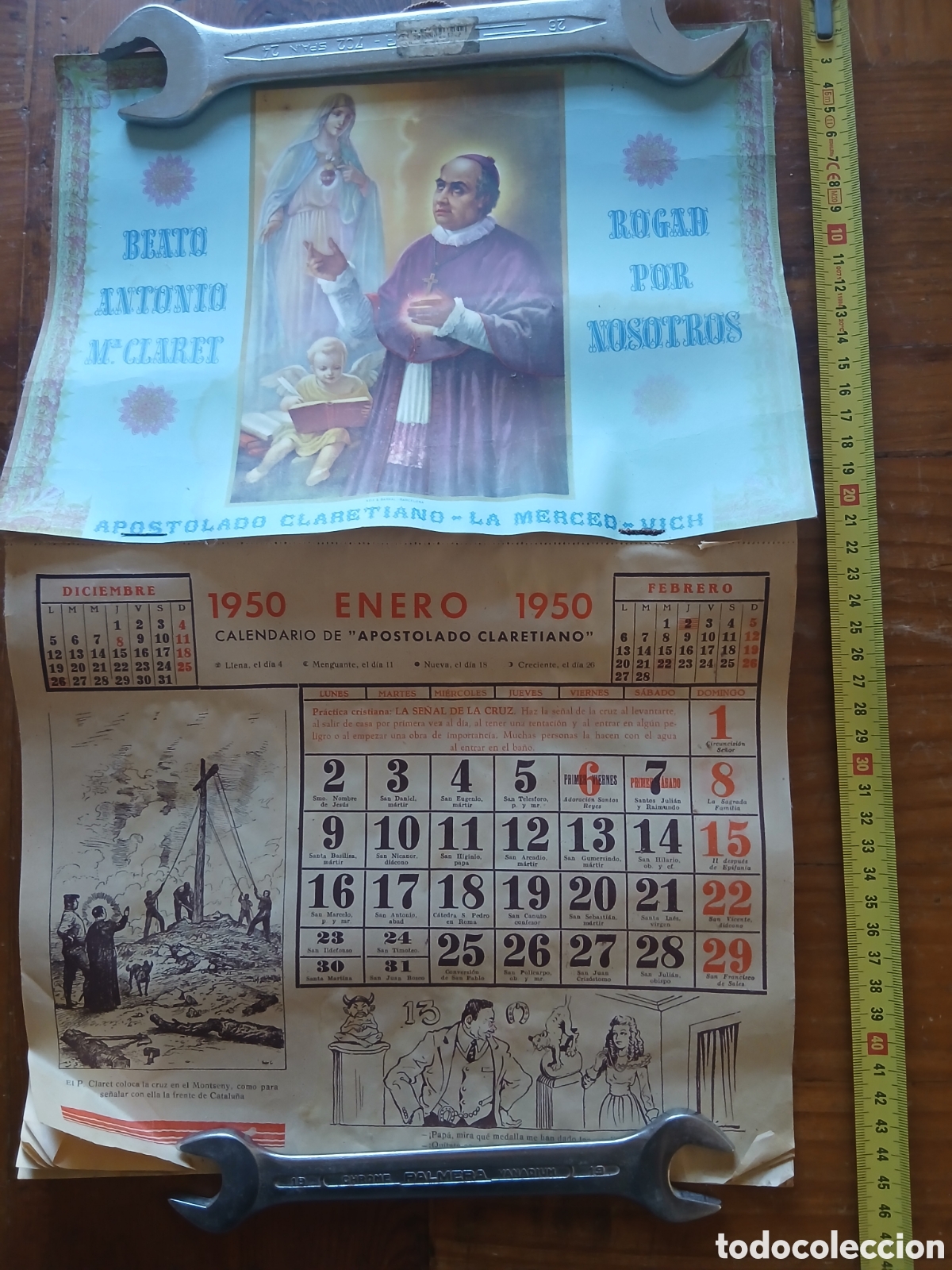 Coleccionismo Calendarios: Calendario 1950 beato Antonio Mar&iacute;a Claret Vich