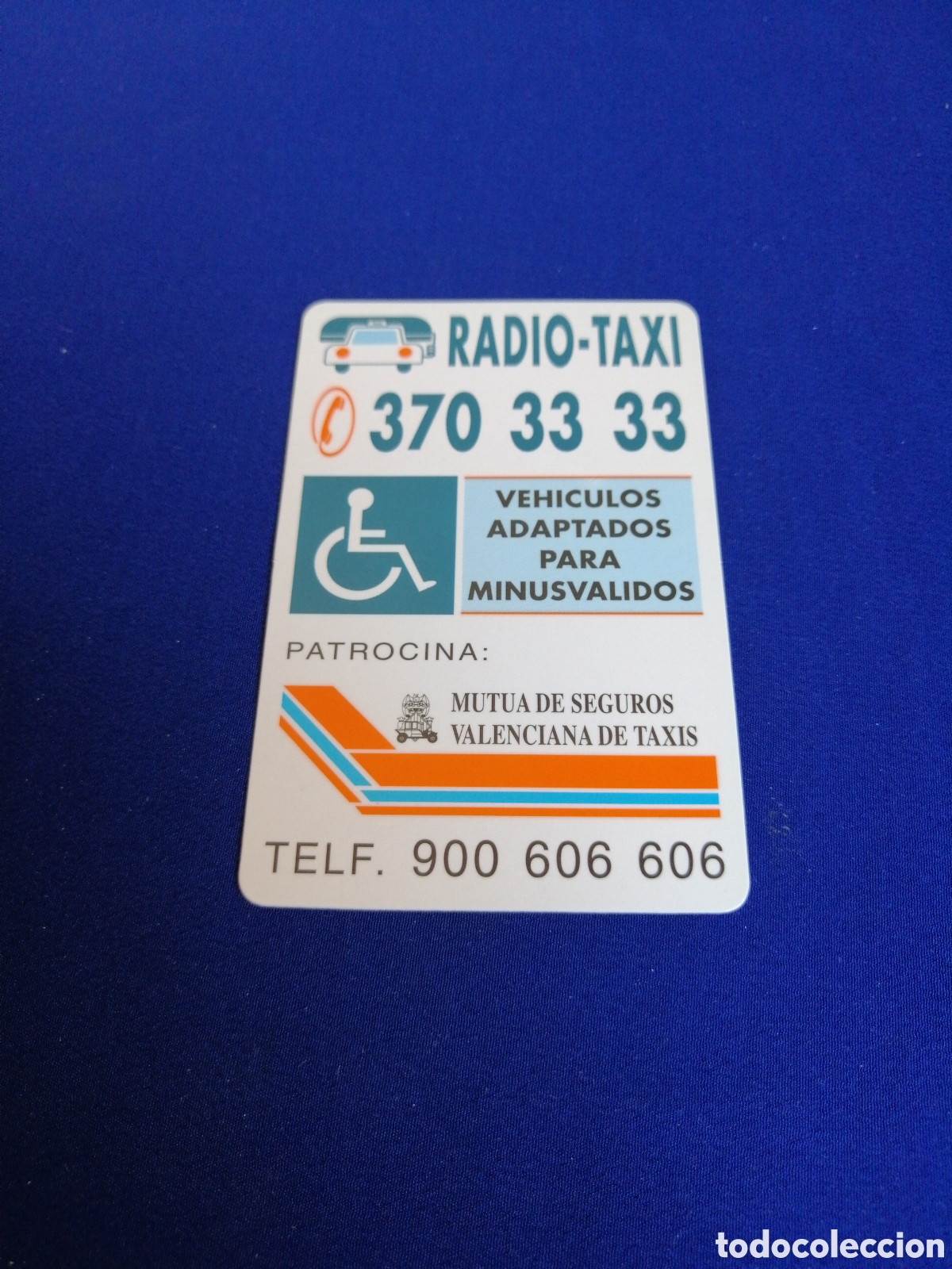 Sammeln von Kalendern: RADIO-TAXI MUTUA DE SEGUROS VALENCIANA DE TAXIS - VEH&Iacute;CULOS ADAPTADOS PARA MINUSVALIDOS A&Ntilde;O 1996