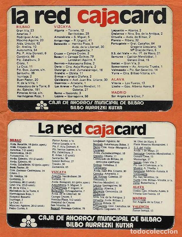 Coleccionismo Calendarios: 2 CALENDARIOS BOLSILLO A&Ntilde;OS 1984 Y 86 CAJA DE AHORROS MUNICIPAL DE BILBAO - VER FOTO REVERSOS