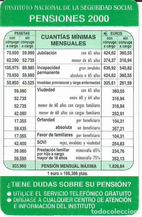 Coleccionismo Calendarios: CALENDARIO DE PUBLICIDAD - A&Ntilde;O 2000 - PENSIONES SEGURIDAD SOCIAL